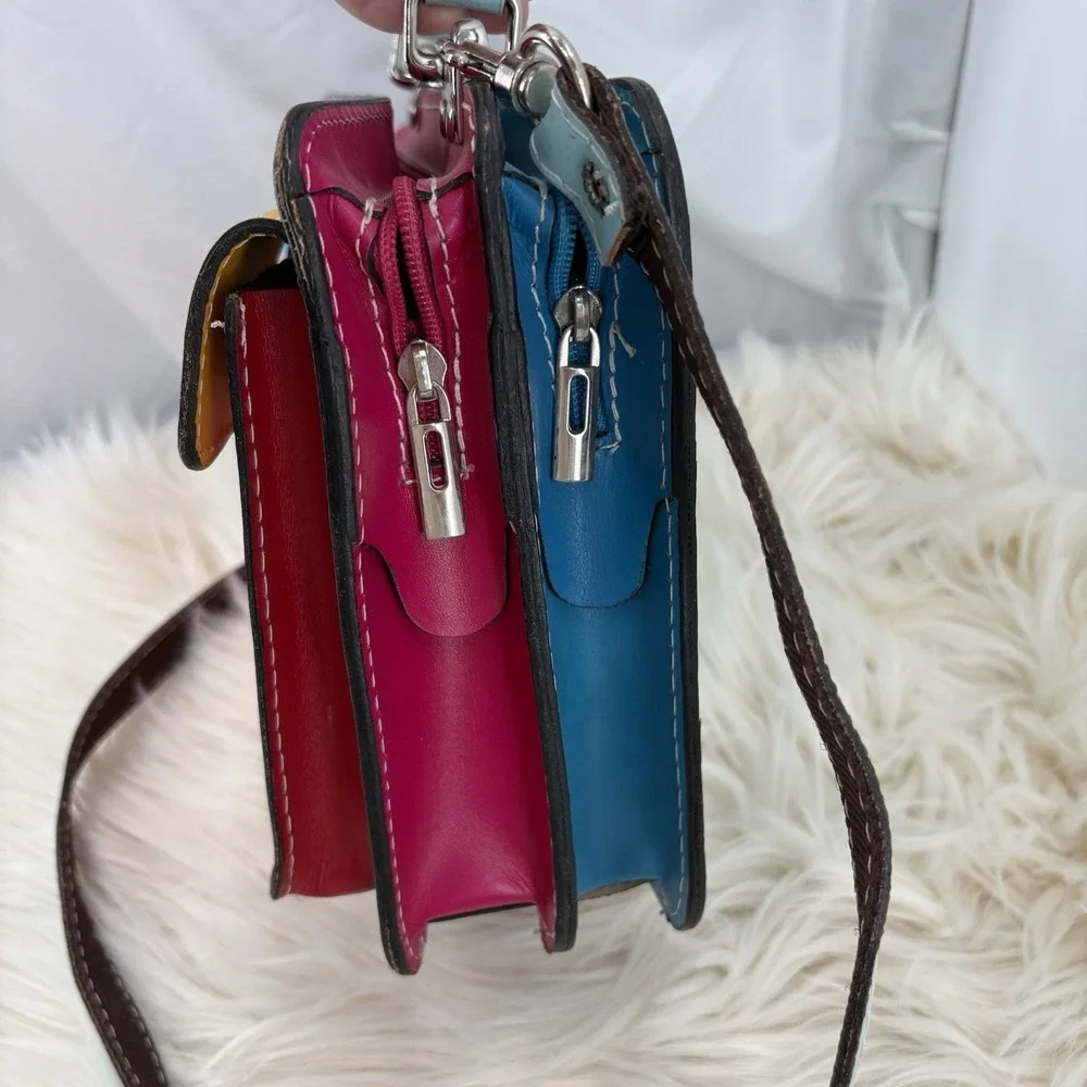 Vintage Vera Pelle purse Multi Color Block Retro
